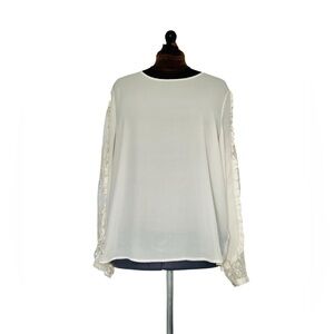 Who What Wear Women’s Ivory Lace Blouse, Long Sl, Plus Size XXL, Lightweight Top